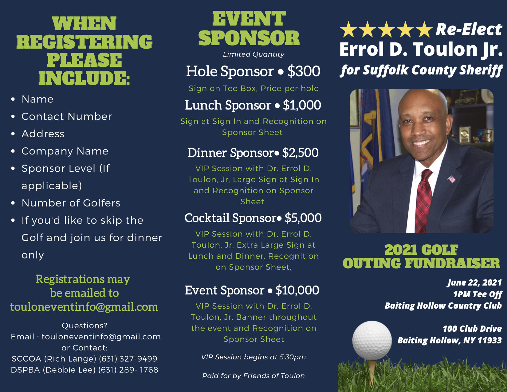 Errol Toulon Golf Outing Huntington Town Democrats